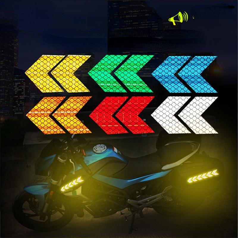 10pcs Reflective Arrow Sign Tape Warning Safety Sticker Night Driving Reflector Decals Body Sticker Auto Exterior Accessories
