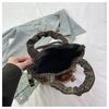 IELGY Fashion Cute Doll Handbag Autumn Winter Woolen Check Bucket Bag Large Capacity Crossbody Bag