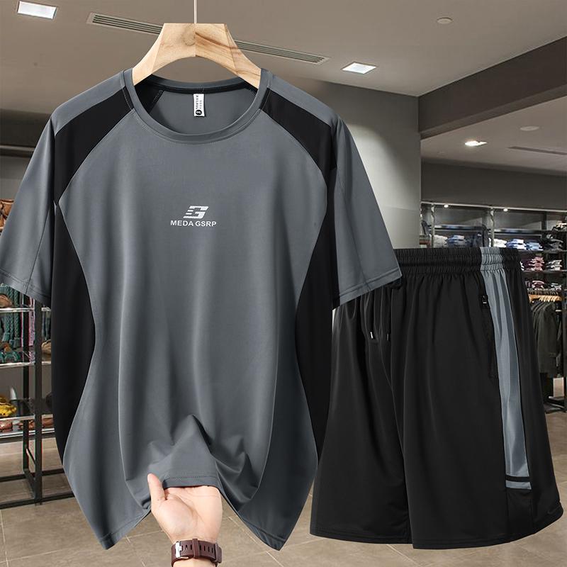 

Мода больших размеров 6XL-13XL Оверсайз Комплекты из 2 предметов Мужская футболка Летний набор шорт Винтажная одежда 11XL(150kg-160kg) серый