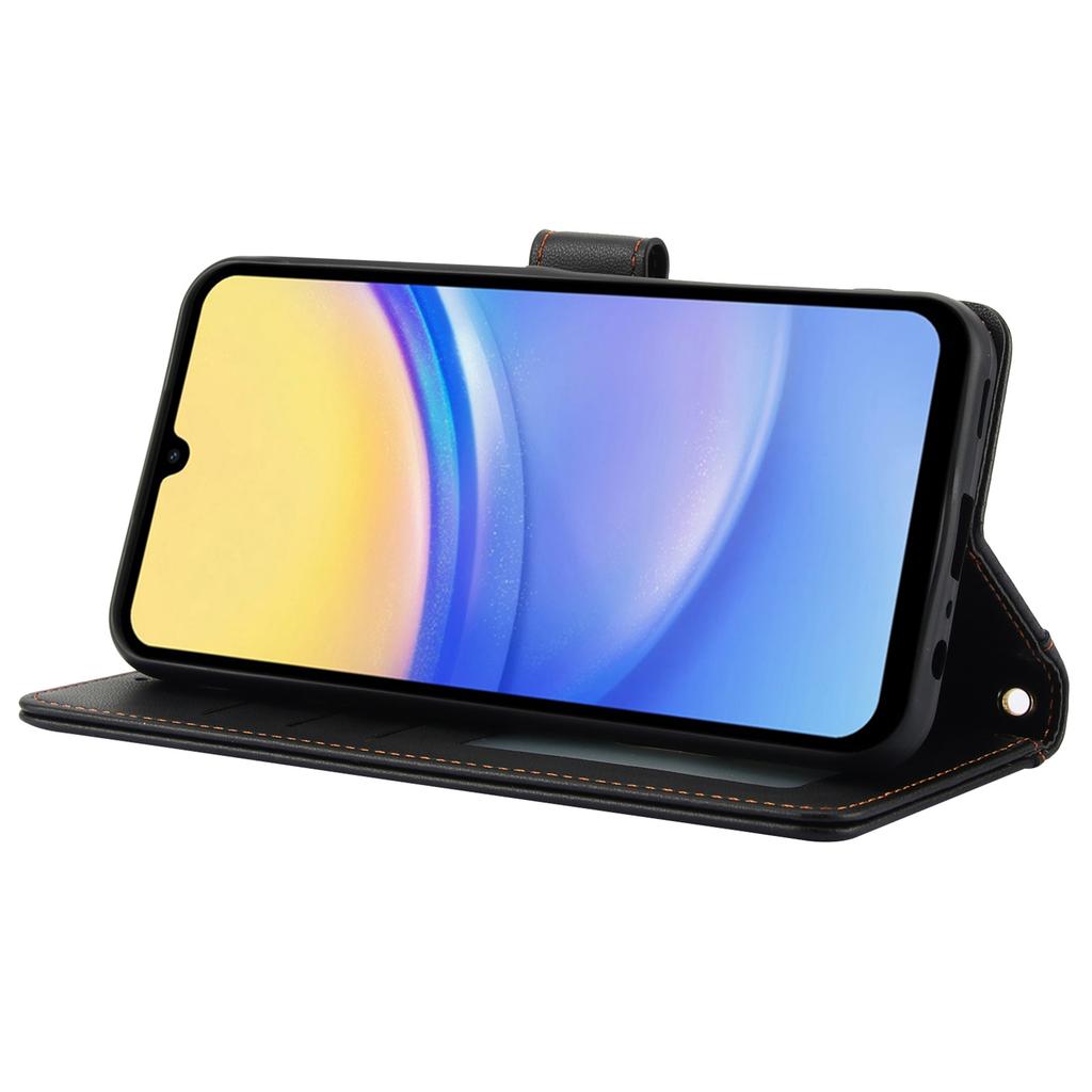 SY-003 For Samsung Galaxy A55 5G Case PU Leather Stand View Phone Wallet Cover with Hand Strap