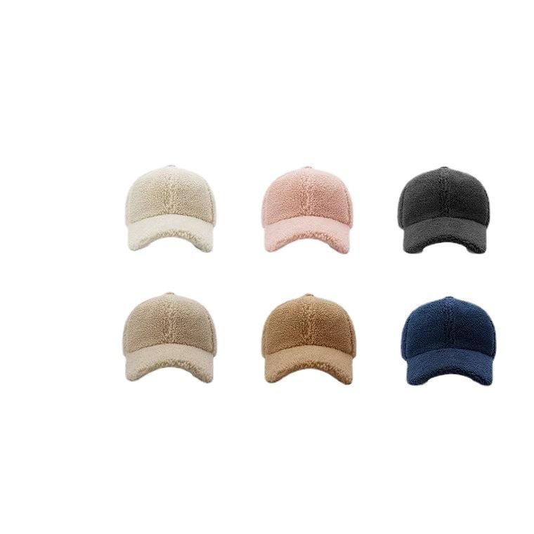 Autumn and Winter Thickened Version of Delicate Teddy Velvet Baseball Hat for Women Electric Car Windproof Solid Color Baseball Cap for Men