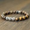 Noter New In Mens Bracelet Classic Peace Sign Beaded Braslet Natural 8mm Lapis Lazuli Lava Stone Braclet Leisure Accessories