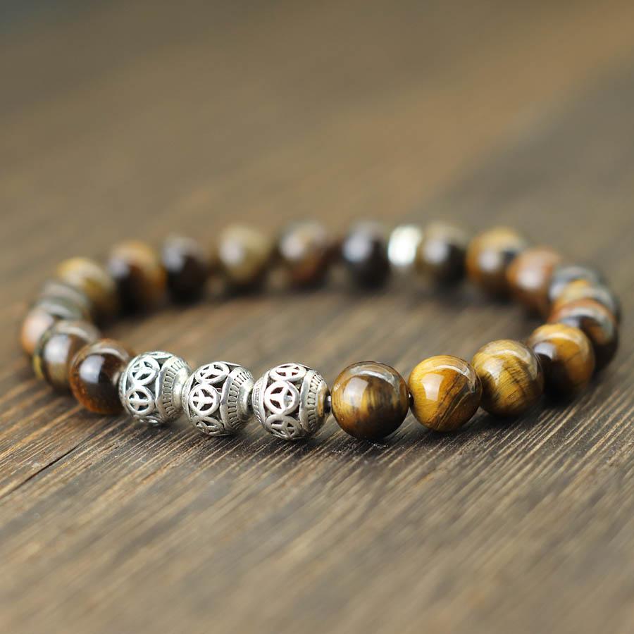 Noter New In Mens Bracelet Classic Peace Sign Beaded Braslet Natural 8mm Lapis Lazuli Lava Stone Braclet Leisure Accessories