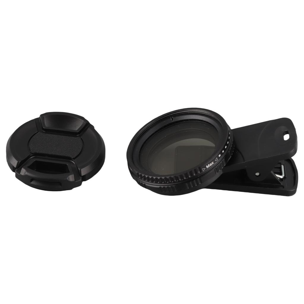 37MM Professional Clip On Phone Filter Lens ND2 400 Adjustable Neutral Density Filter with Phone Clip Lens Protector