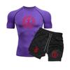 Men's Anime Double-Layer Quick-Dry Shorts & Tee Set for Outdoor Running & Fitness