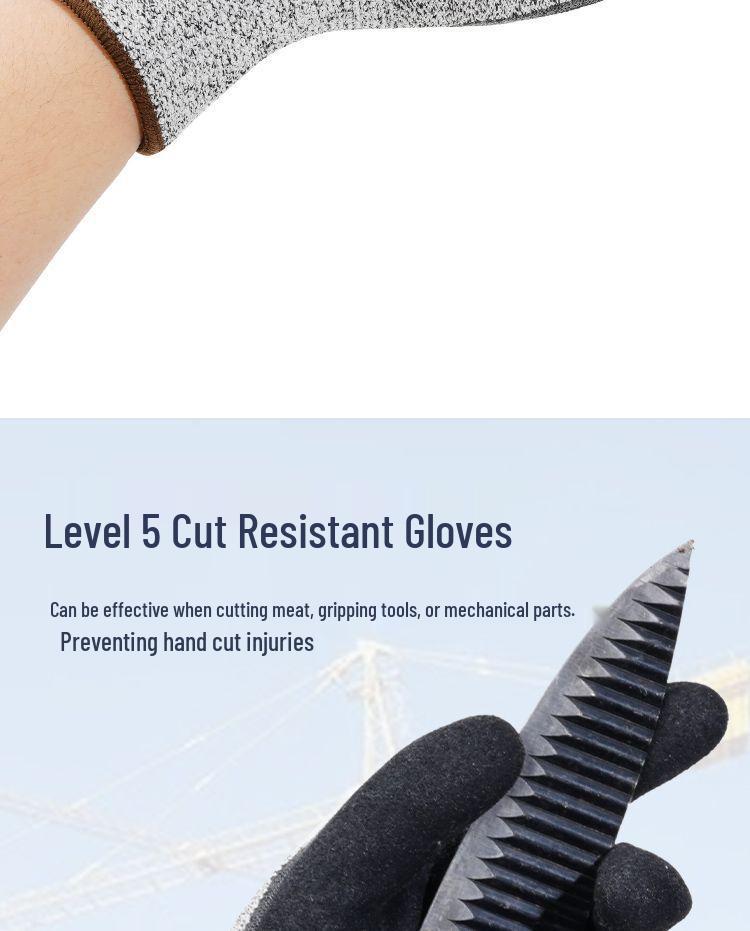 Level 5 Cut-Resistant Oil & Wear-Resistant Nitrile Gloves for Anti-Slip Construction & Labor Protection.
