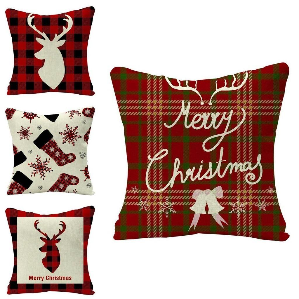 Festive Christmas Cushion Cover Featuring Adorable Reindeer And Snowflakes Design