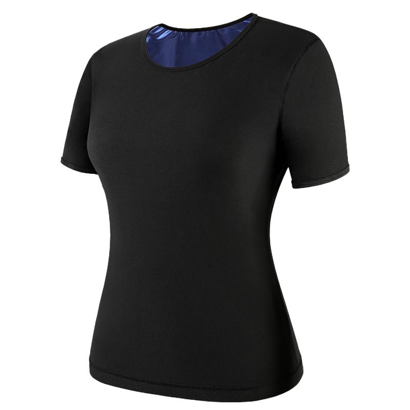 

Костюмы для сауны для женщин с коротким рукавом, компрессионная майка-борцовка, потная рубашка для сауны, корректор фигуры, для похудения, тренажер для талии, с теплоудерживающим эффектом L