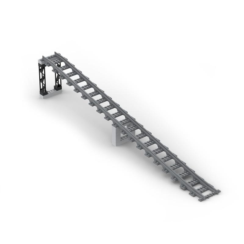 MOC Train Track Building Blocks Urban Railway Double-deck Elevated Bridge Up-and-Down Slope Support Bridge Scene Accessories Toy