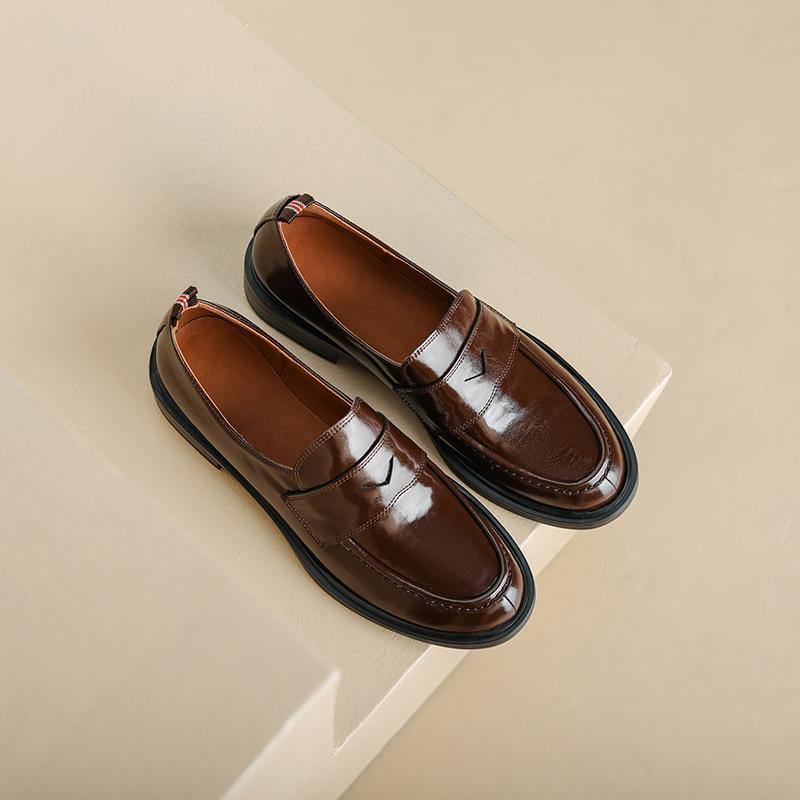 Fashion Retro Women's Shoes Spring 2025 Genuine Leather Woman Shoes Oxfords Loafers Round Toe Bullock Platform Shoes Zapatos De Mujer