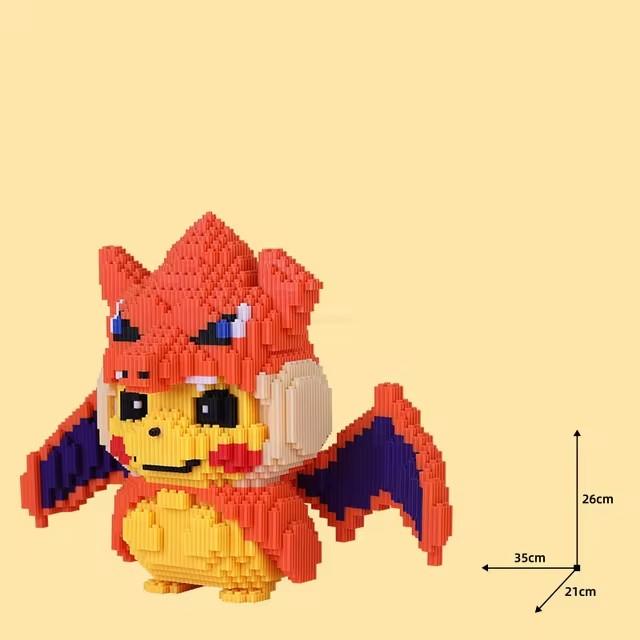 Non-Toxic Pokemon Fire-Breathing Dragon Assembled Building Blocks Model Bricks Toy For Children Gifts Micro Puzzle Toys Desktop Decoration
