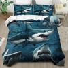 Quilt Cover Set 2/3pcs Bedding Set Deep Sea Shark Printed Duvet Cover Set King Queen Style Bedding Set Polyester