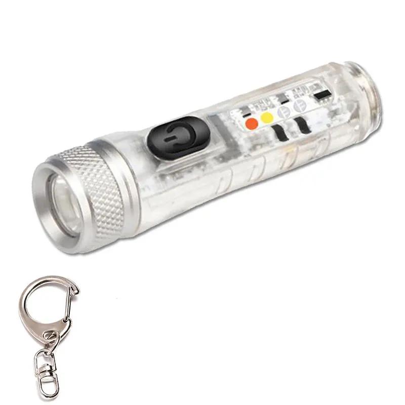 Powerful Mini Keychain Flashlight TYPE-C Fast Charging Multi-function Waterproof Fluorescent Magnetic Warning Camping Flashlight