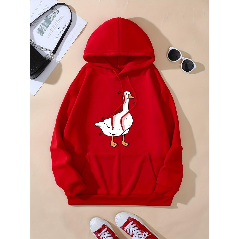 

Милый принт с гусем, женская осенне-зимняя толстовка с круглым вырезом и длинными рукавами, женская одежда S