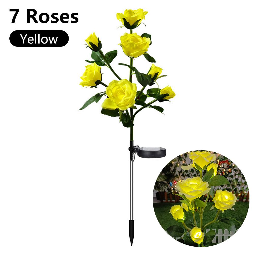 3/4/5/6 Head LED Solar Simulated Rose Lights Garden Yard Patio Lawn Lamp Night Light Home Landscape Decoration Flowers Light