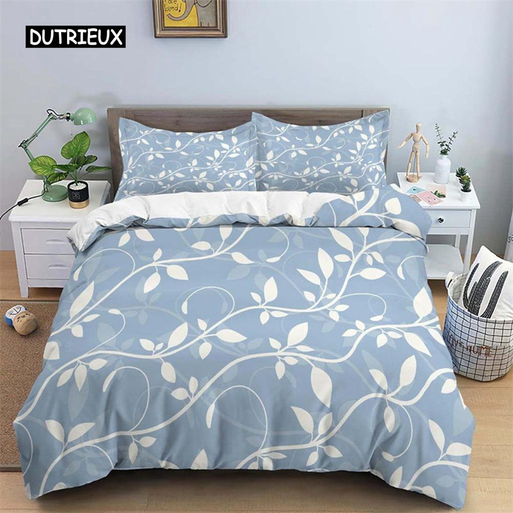 Bohemian 3D Floral Leaves Duvet Cover Microfiber Abstract Geometric Pattern Bedding Set King Full Queen For Boy Teen Adult Decor