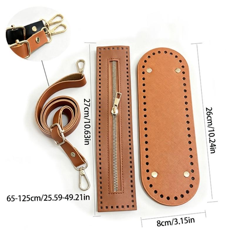 PU Bag Accessories Set Crochet Bag Bottom Shaper Pads Shoulder Strap For DIY Crafting And Fashionable Style Enhancement