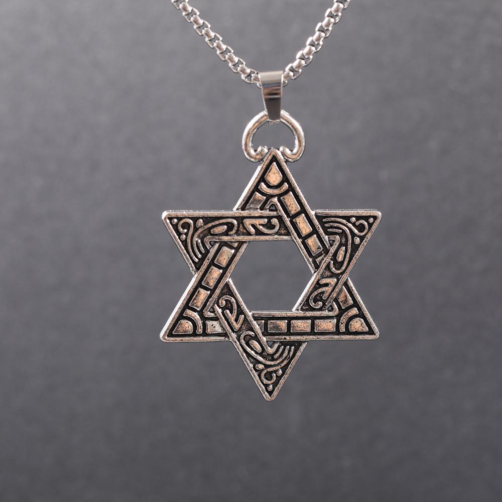 Men's Hexagram Pendant Necklace: Korean Fashion, Vintage Style, Street Hip Hop Accessory