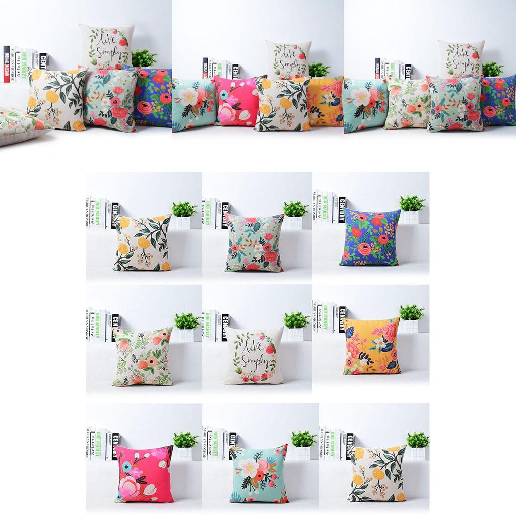 Exquisite Vivid Flower Floral Plants Linen Pillow Case For Decorative Cushion 18