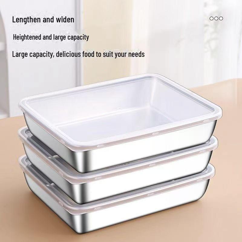 Antibacterial Stainless Steel Towel Tray with Lid - Square Dinner and BBQ Plate