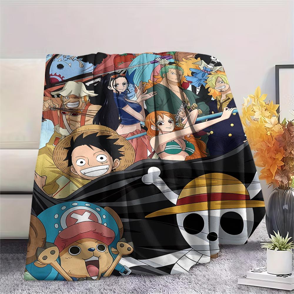 One Piece Charakter Print Flaneldecke, Hohe Qualität, Bequem für alle Jahreszeiten, Heimdekoration, Wärme und Komfort, Perfekt für Weihnachtsgeschenke