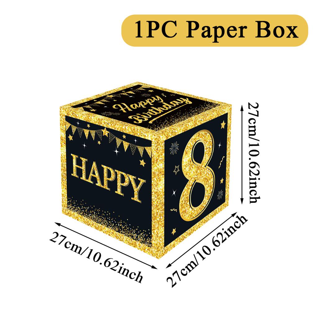 Black Gold Birthday Number Box Happy DIY 0-9 Birthday Party Decoration Kids Adults Birthday Party 18 30 40 50 Anniversary Decor