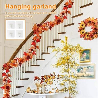 Yousheng 5,7 Fuß Herbst Ahornblatt Girlande Künstliche Herbstlaub Girlande Ernte Hängende Ranken Girlande Dekoration mit Sonnenblumen für Thanksgiving