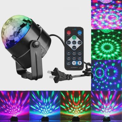 Voice-Controlled LED Crystal Magic Ball: Colorful Rotating Stage and Laser Light with Remote Control