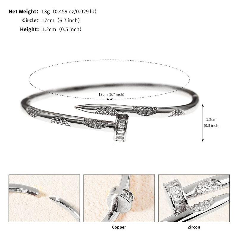 2026 pulseira de prego feminina europeia e americana pulseira de luxo leve design de ponta pulseira aberta ornamento de pulseira