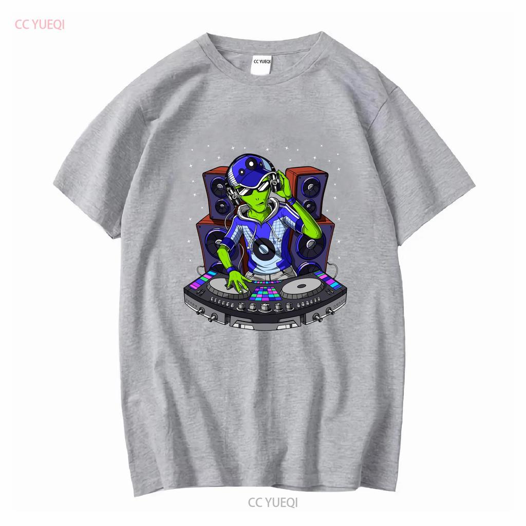 Alien Techno DJ T Shirt Psytrance Dubstep Music House EDM Festival Clothing Outfit Long or Short Sleeves Vintage Washed Soft