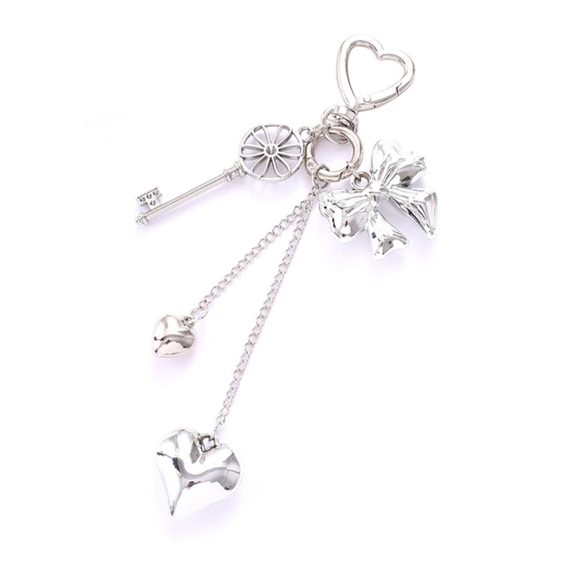 Heart Bows Bag Charm Pendant Aesthetic Purse Charms Aesthetic Keychains Keyring for Women Backpack Purse Handbag Decors