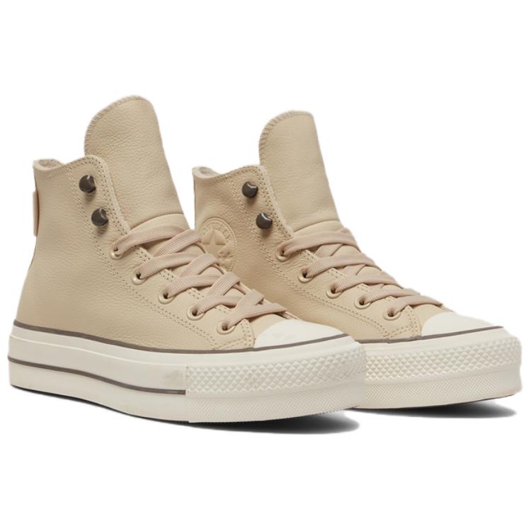 Converse Baskets Chuck Taylor All Star Lift Plateforme Cuir Weatherized Miso Glaze Truffle Egret A11158C pour Femme