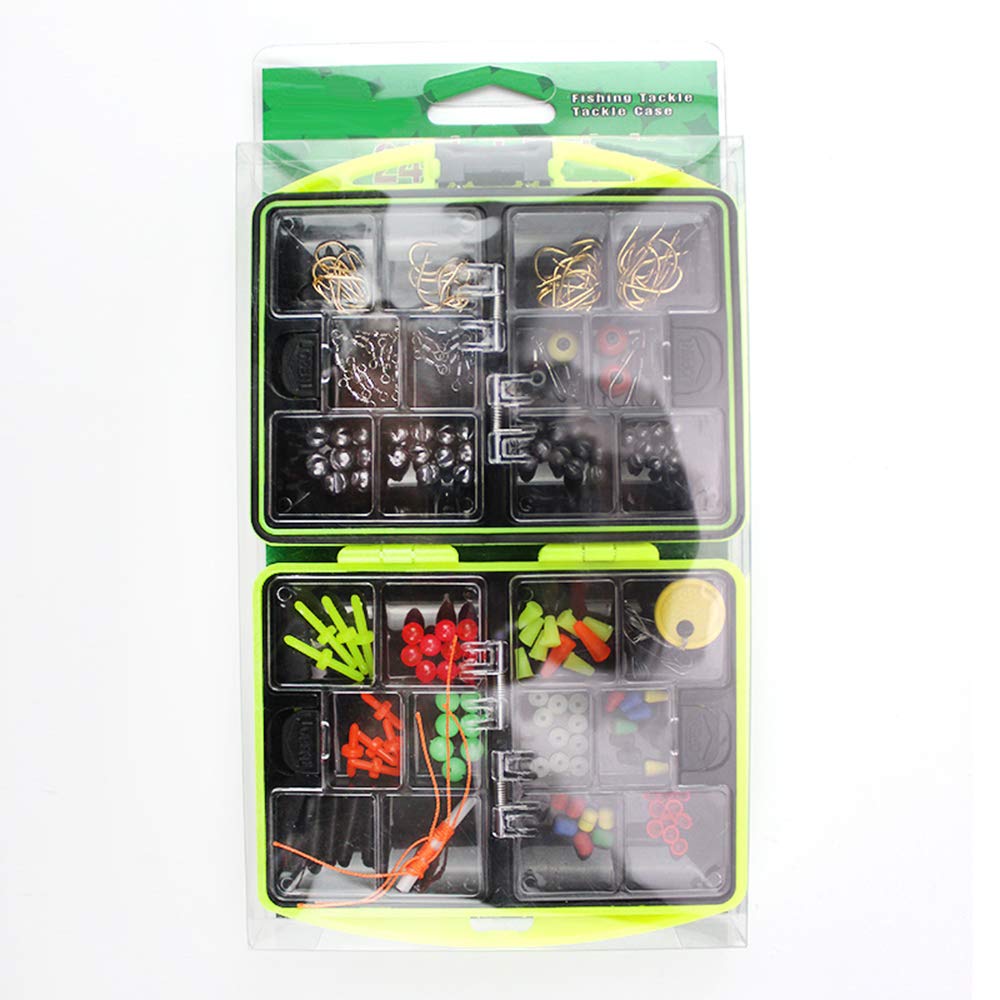 Yueou Rock Fishing Fishing Accessories Kit with Fishing Fishing Line Fishing Tackle Box Box, Hooks, Sinkers, Weights, Swivels, Snaps, Beads, Set,