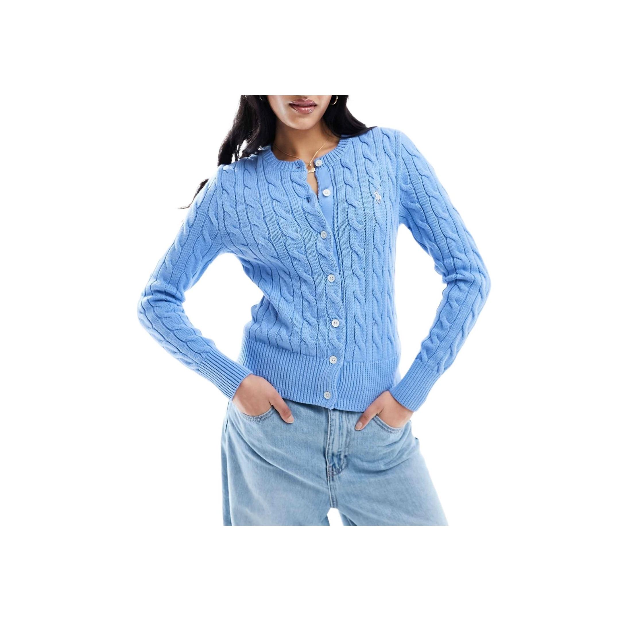 

Polo Ralph Lauren FW25 С вышивкой логотипа Однобортный С круглым вырезом С длинными рукавами Вязаный свитер Женский свитер 211839418-027 XS