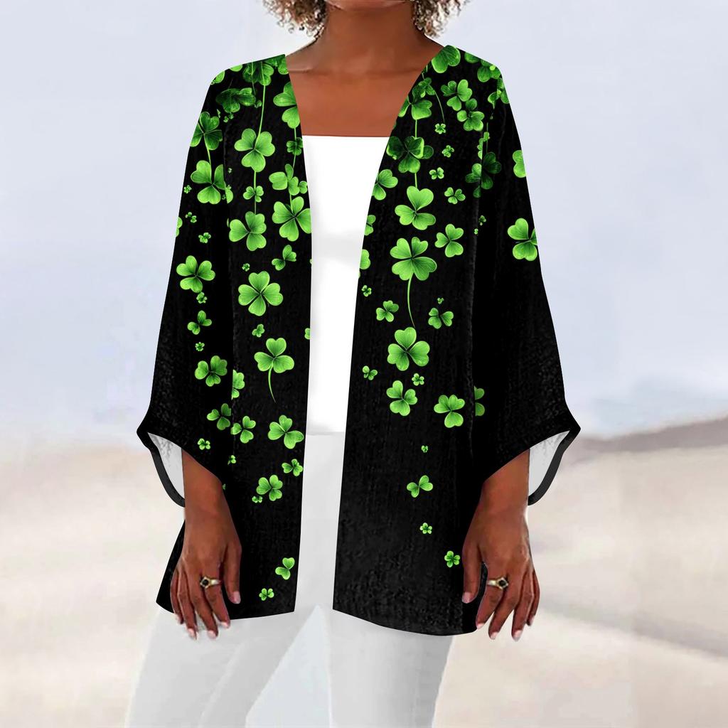Women's Casual And Fashionable Valentine's Day  Printed Lightweight Mid Length Jacket Cardigan