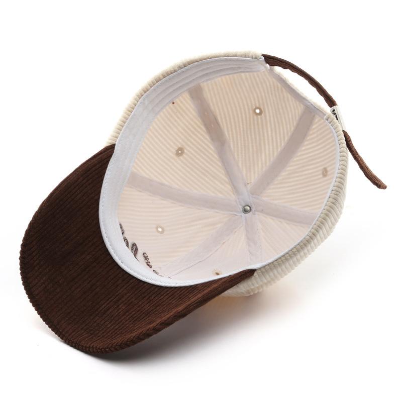 And Women Two-Tone Corduroy Baseball Cap With Wonder Embroidery - Stylish Sun Protection, Outdoor Use Sports Essential, Perfect Gift Elegant For Men