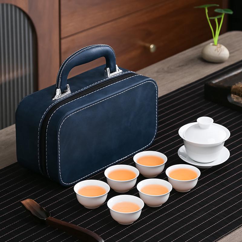 Portable Kung Fu Tea Set with Carry Bag - Ideal for Travel, Outdoor Use, Business Events, or as a Customized Logo Gift.