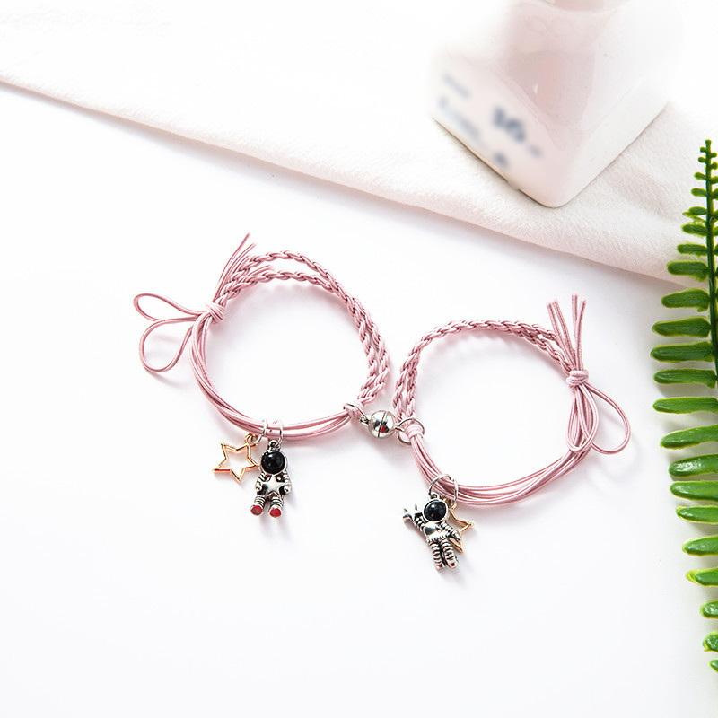 1 Pair Astronaut Magnet Couple Bracelets Space Man Star Planet Pendant Adjustable Rope Bracelet for Women Jewelry Pulseras Mujer