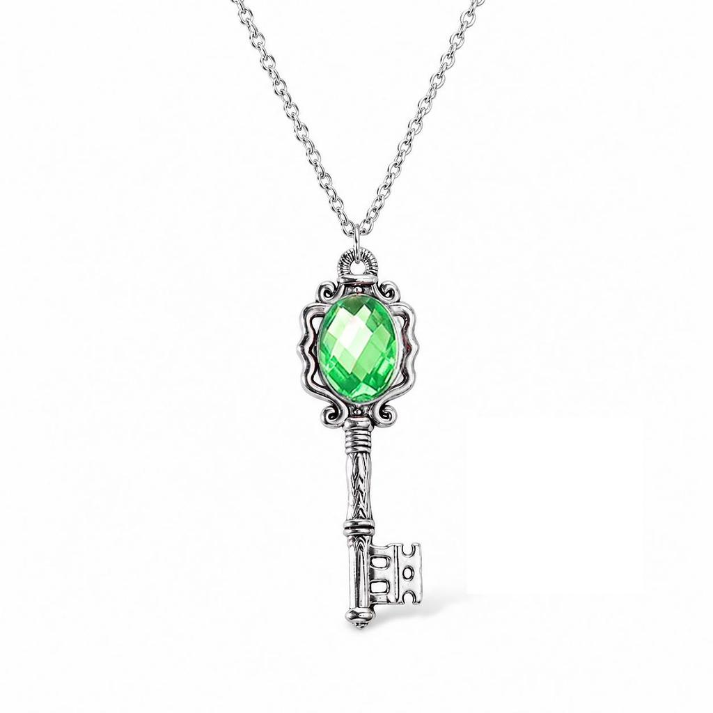 European & American Retro Gemstone Key Necklace - Medieval Gothic Style Women's Accessory