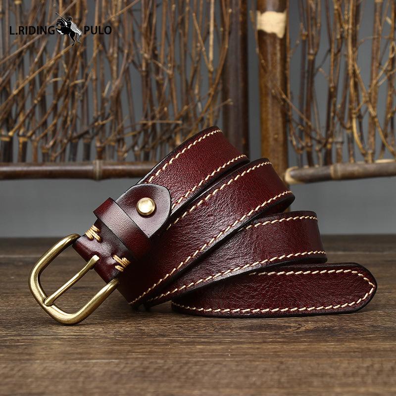 Retro Trend All-match Stitching Decorative Belt for Women Pure Cowhide Hot Jeans Belt