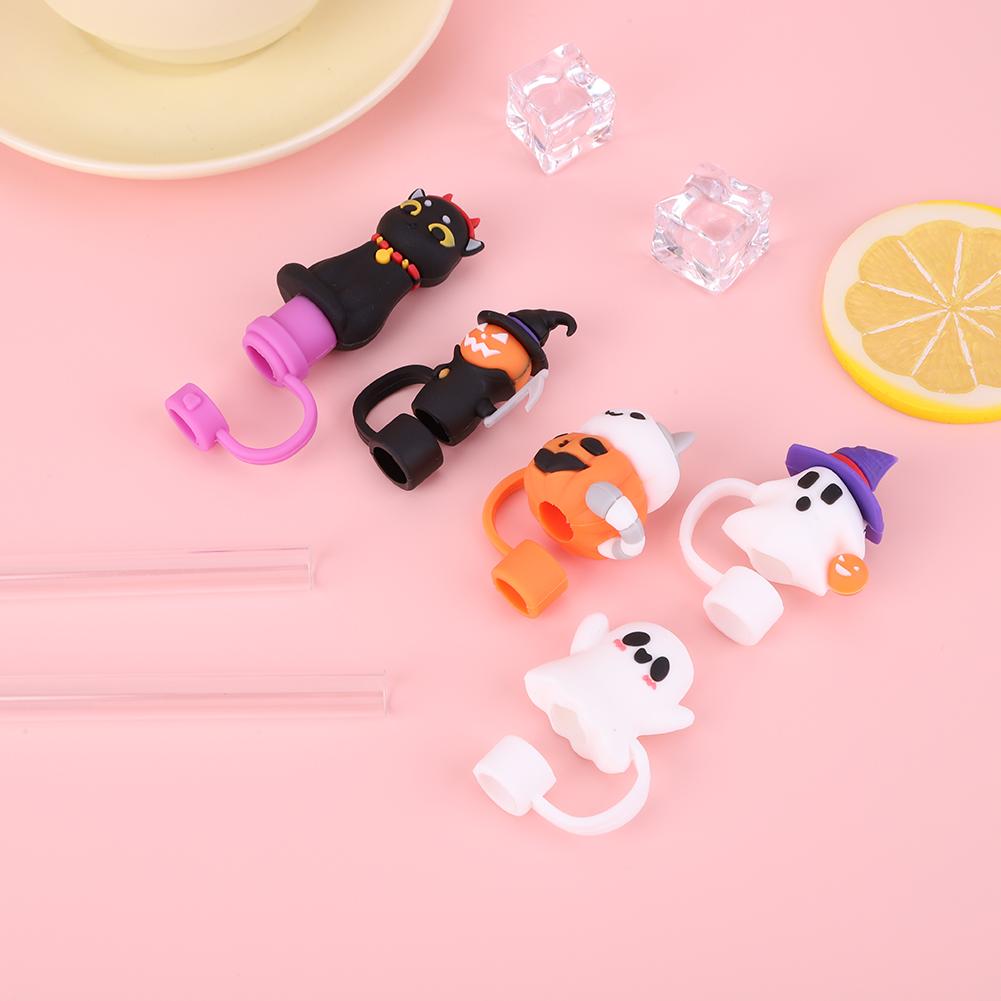 1-5PCS Halloween Straw Cover Cap for Stanley Cup Silicone Straw Topper for 10mm Straw Dust-Proof Reusable Straw Tips for Tumbler