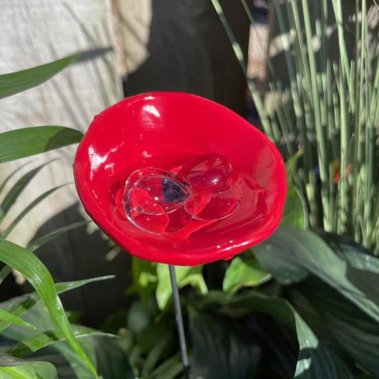 3 Pcs Bee Drinking Cup Butterfly Water Feeder with Glass Beads Bee Water Station with Stake for Garden Pollinators Yard Decor