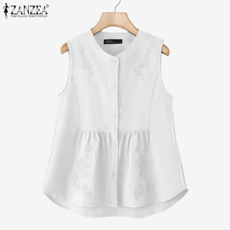 ZANZEA Damen Sommer-Tanktops mit lässiger Stickerei, ärmellos