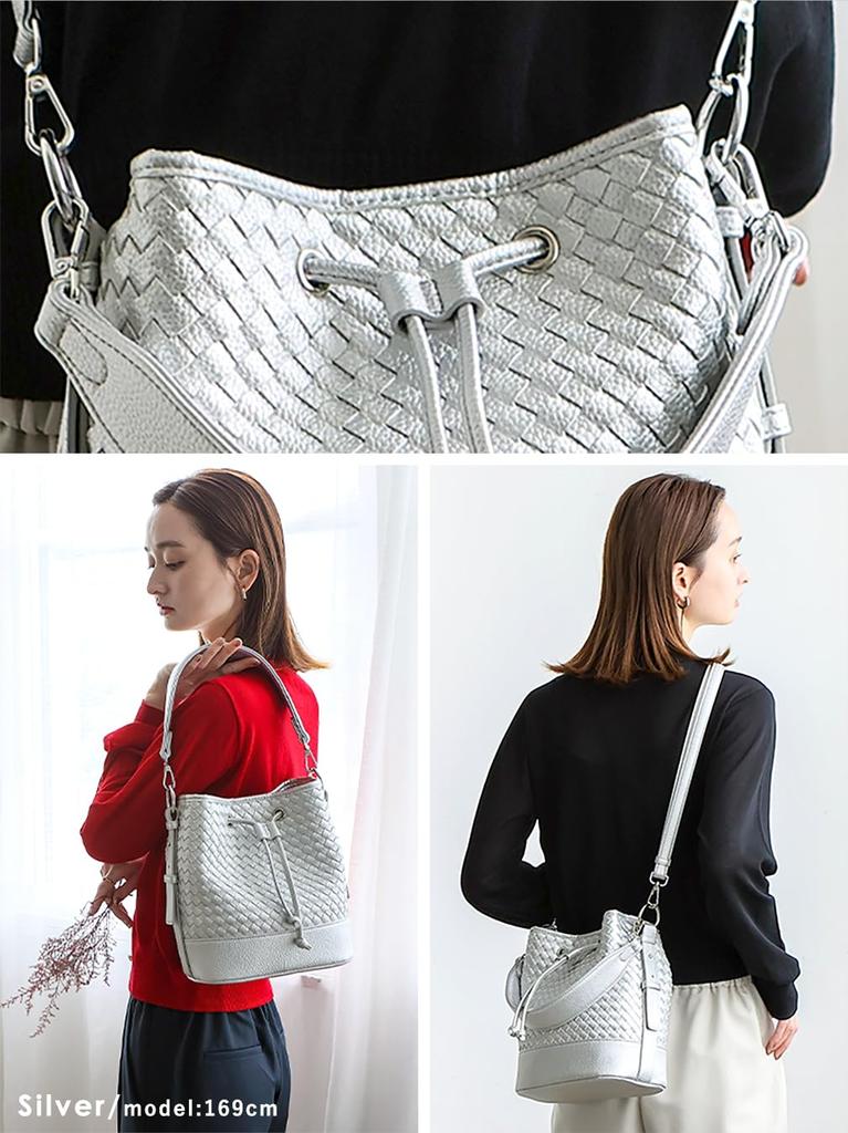 Vita Felice Mesh Drawstring Bag for Women [VITAFELICE] 2-way Sib-20095p (Silver)