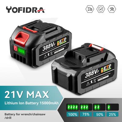 21V 15000mAh Rechargeable Lithium Ion Battery For Makita Cordless Drill/Brushless Wrench/Screwdriver/Circular Saw EU Plug