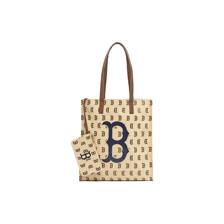 New MLB Monogram Collection Polyester Square Bag Combo Handbag Regular Women's Khaki 3AORL011N-43BGS