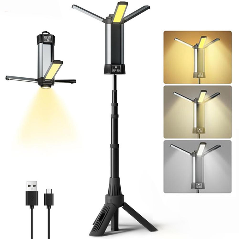 6000mAh Cordless Work Light Rechargeable Construction Light with Stand Dimmable Work Light Telescopic for Outdoor Camping