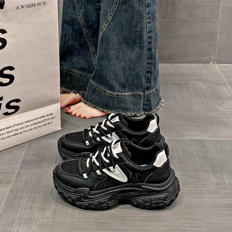 Fashion CRLAYDK Chunky Sneakers for Women Platform Tennis Fashion Mesh Dad Shoes Breathable Casual Wedge Lace Up Walking Trainers