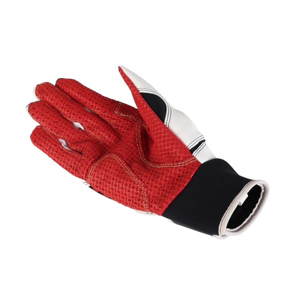 Marucci Buzun Batting X Gloves, Ambidextrous, Men's MBGFZNP-W/BK/R (White Black/L)