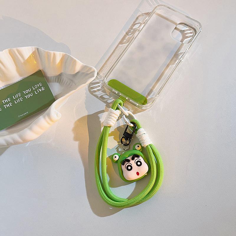 Cartoon Crayon Shin-Chan Phone Chain For Iphone For Samsung Huawei Xiaomi Anti-Lost Wrist Rope Strap Bag Decoration Keyrings